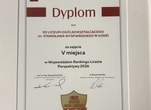 XII Liceum Ogólnokształcące w czołówce rankingu „Perspektyw”